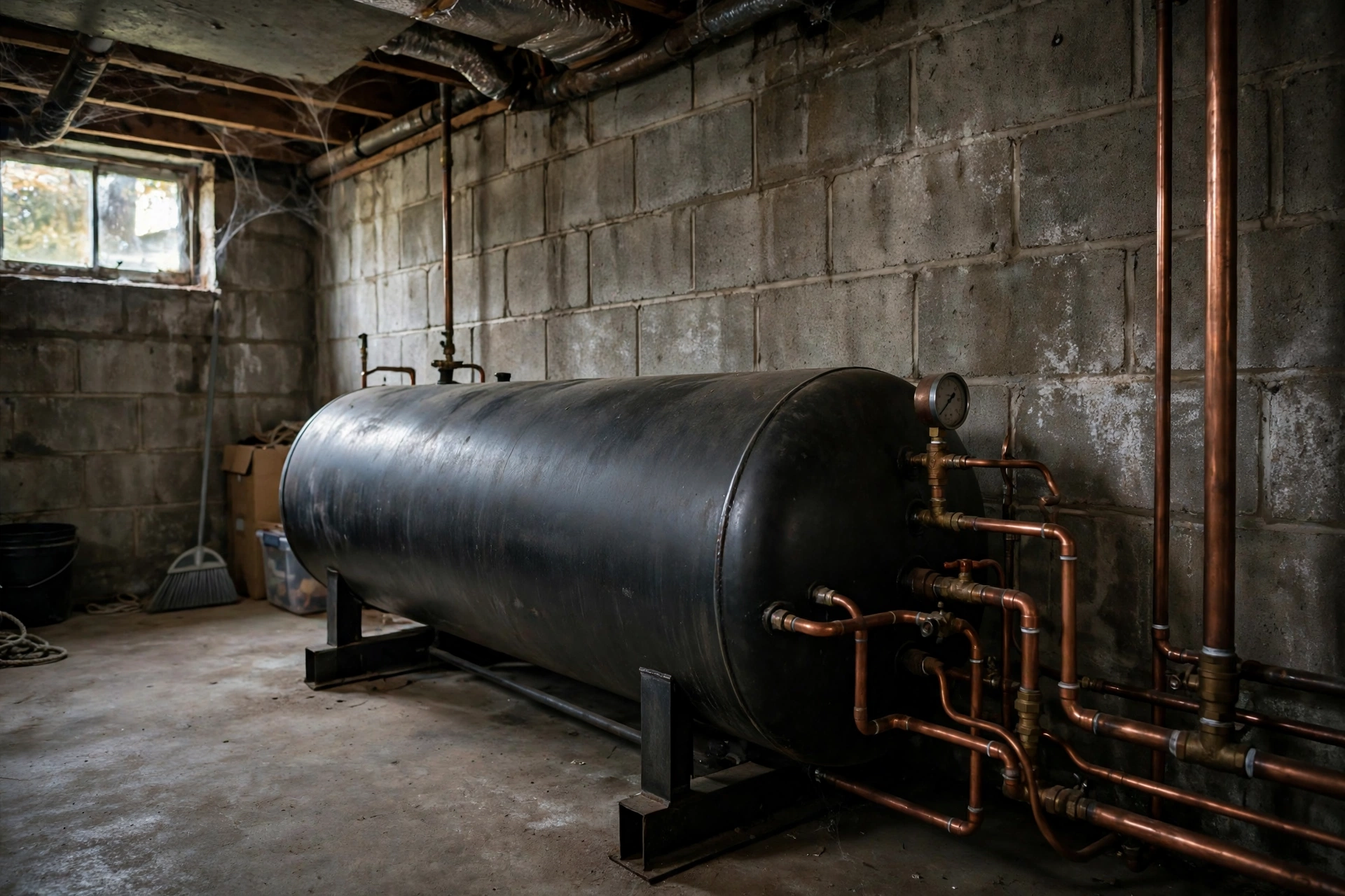 Furnace technician inspecting a home heating system in Nashua, New Hampshire