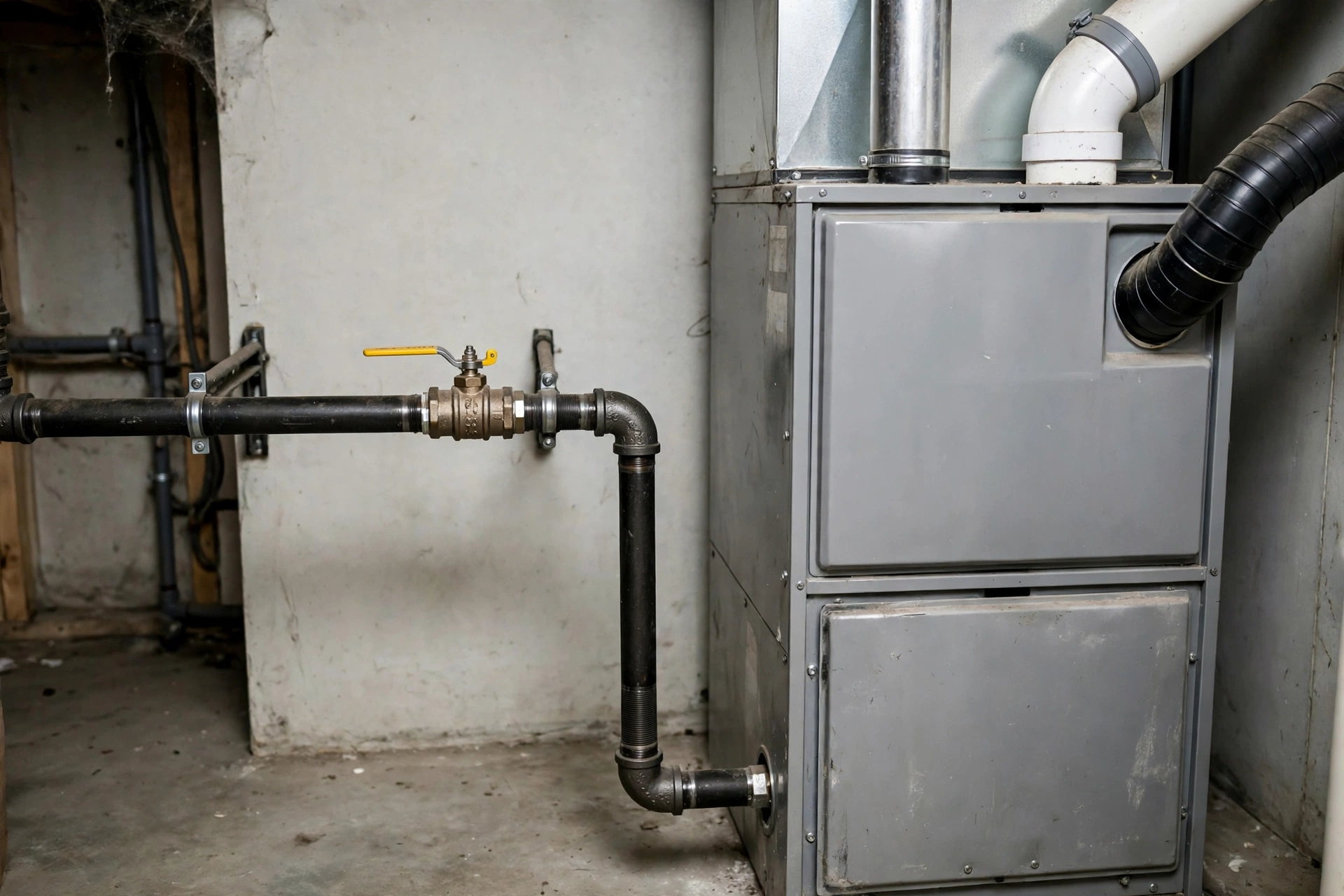 Technician servicing a furnace burner assembly in a New Hampshire home